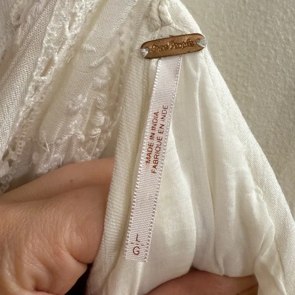 Free People Women's Embroidered Withe Backless Maxi Dress Size L - Picture 5 of 5